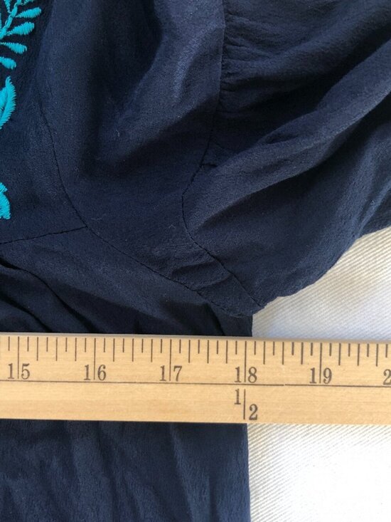 Loft Embroidered Boho Ruffle Dress Medium - Picture 8 of 11